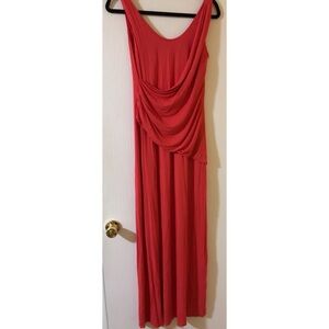 bebe Coral-Red Draped Maxi Dress